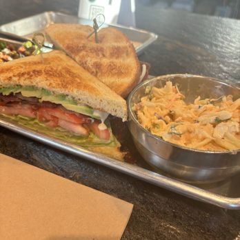 Tapped at The Port - BLT with avocado and their coleslaw which was AMAZING! - Brewpubs Near Me - Everett, Washington