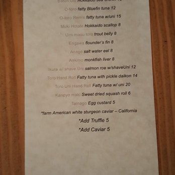 Hinata - a la carte.  each item is only 1 nigiri - Sushi Bars Near Me - San Francisco, California