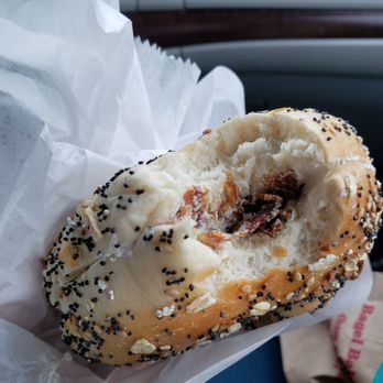 Cafe Fresh Bagel - Everything bagel with spread of the week bacon scallion - Bagels Near Me - Dedham, Massachusetts