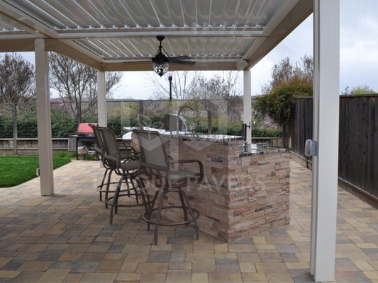 Uniquely designed with synthetic grass and interlocking pavers, and pergola￼ - Different ways to Uniquely transform your outdoor living spaces.