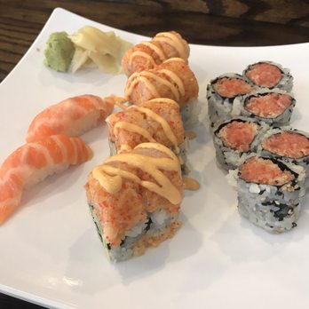 Sakae Sushi - Salmon sushi, white jade roll and spicy tuna - Japanese Near Me - Union, New Jersey