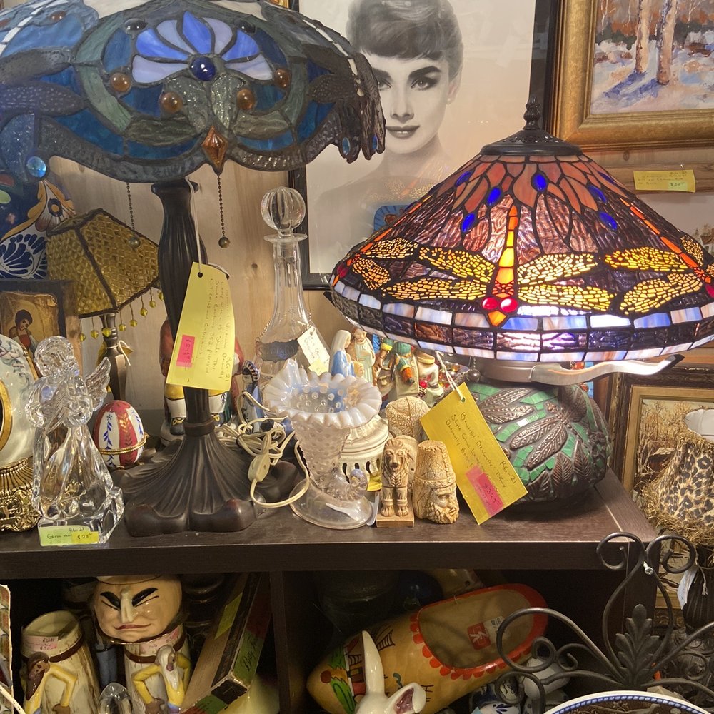 Deja Vu Antique Mall - Tiffany lamps in on of the charming "booths" - Antiques Near Me - Orcutt, California Deja Vu Antique Mall - Tiffany lamps in on of the charming "booths" - Antiques Near Me - Orcutt, California