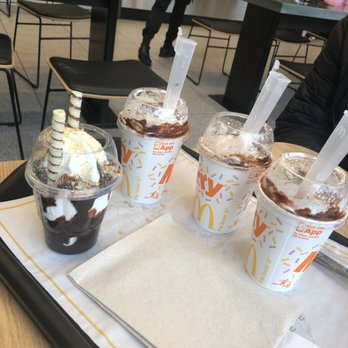 McDonald’s - McDonald's Brazil Hot Fudge Sundae (far left) and three Chocolatey Wafer McFlurry's from Germany - Burgers Near Me - Chicago, Illinois McDonald’s - McDonald's Brazil Hot Fudge Sundae (far left) and three Chocolatey Wafer McFlurry's from Germany - Burgers Near Me - Chicago, Illinois