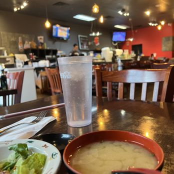 Sushi Ave - a bowl of soup and a plate of salad - Sushi Bars Near Me - Gilbert, Arizona