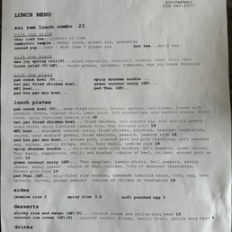 Lunch menu Lunch menu