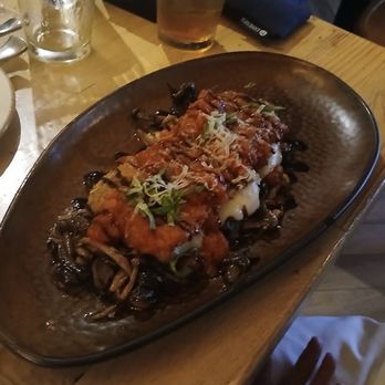 Mio Nonno Trattoria - Eggplant entree served on roasted mushrooms instead of pasta - Bars Near Me - Flower Mound, Texas
