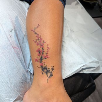 Ink Addiction 2 - My daughter's redone cherry blossoms, by Cesar. - Tattoo Near Me - Wilton Manors, Florida