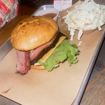 Stiles Switch BBQ & Brew - Smokehouse club sandwich and Cole slaw - Barbeque Near Me - Austin, Texas