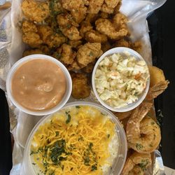 Gator Tail with Shrimp. Cheese Grits and Cole Slaw as my sides.