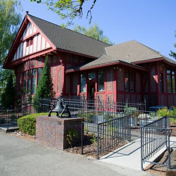 Gresham Historical Society - Southeast corner of the Gresham Historical Society viewed from 4th Street. This photo shows the ramp entrance from the sidewalk. - Museums Near Me - Gresham, Oregon