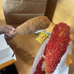 Hot Cheeto corn dog Hot Cheeto corn dog