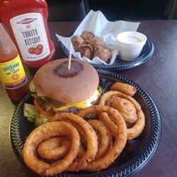 Cheese Burger, Rings, and Boudin balls