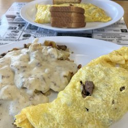 Doc's Diner - Sausage omelette with taters and bacon omelette