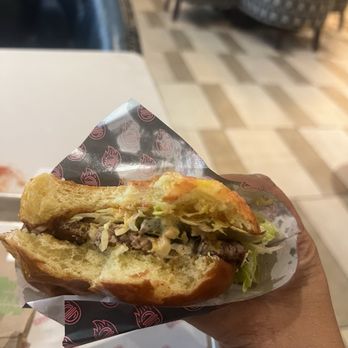 Char’d - Thin burger, thick bun. Bun was fresh and delish, though - Burgers Near Me - McLean, Virginia