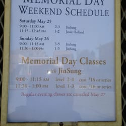 Oakland Yoga Studio - Mem Day schedule