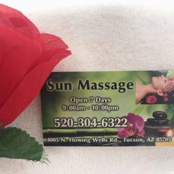 Sun Massage - Sun Massage business card, make a call to arrange an appointment, walk-in are welcomed too!