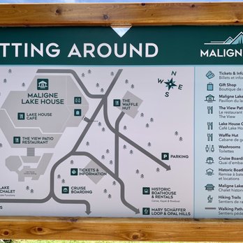 Maligne Lake - A map around the lake. - Boating Near Me