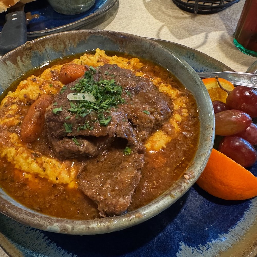 Old Mill Pottery House Cafe - Beef Short Ribs on Cheddar Cheese Grits - American Near Me - Pigeon Forge, Tennessee Old Mill Pottery House Cafe - Beef Short Ribs on Cheddar Cheese Grits - American Near Me - Pigeon Forge, Tennessee