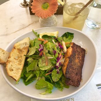 Queenstown Bistro - Baby Kale + Blackened Salmon salad - American Near Me - San Diego, California Queenstown Bistro - Baby Kale + Blackened Salmon salad - American Near Me - San Diego, California
