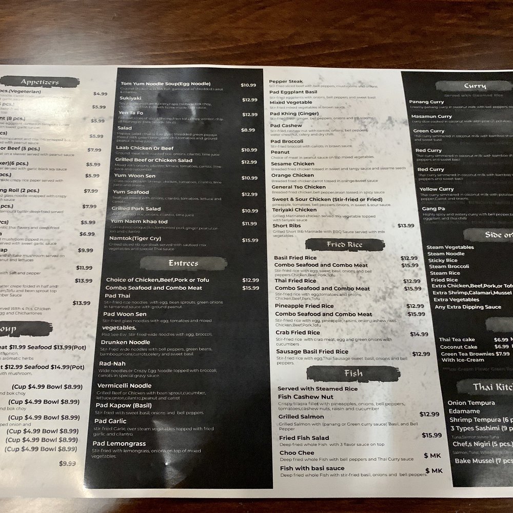 Thai Kitchen & Sushi Bar - Menu as of Sept 2020 - Thai Near Me - Bulverde, Texas Thai Kitchen & Sushi Bar - Menu as of Sept 2020 - Thai Near Me - Bulverde, Texas