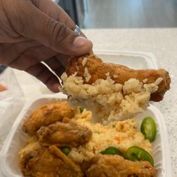 6 piece wings and fried rice