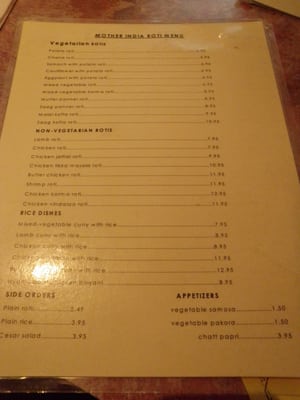 Menu photo 4 Mother India Toronto, ON