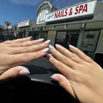 World Nails & Spa - Blue French tip nails - Nail Salons Near Me - La Habra, California