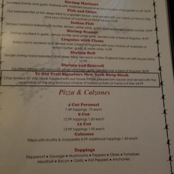 Old Trail Inn - the menu of the restaurant - Seafood Near Me - Hadley, New York