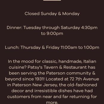 Patsy's Tavern & Restaurant - Pizza Near Me - Paterson, New Jersey Patsy's Tavern & Restaurant - Pizza Near Me - Paterson, New Jersey