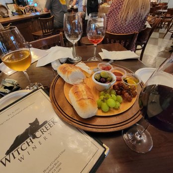Witch Creek Winery - Small cheese plate with some drinks - Wine Bars Near Me - Carlsbad, California