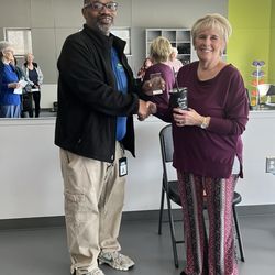 Kennesaw Parks & Recreation - Kennesaw parks and recreation center chair yoga class. Alois Johnson recognizing Cathy Makison 2024 program on the Rise!