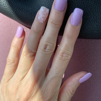 Gloss Nail Bar - Frosty toro (lavender color) & roses stamp design - Nail Salons Near Me - Anaheim, California Gloss Nail Bar - Frosty toro (lavender color) & roses stamp design - Nail Salons Near Me - Anaheim, California
