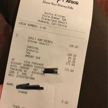 Goofy's Kitchen - Cost for 3 meals at breakfast - American Near Me - Anaheim, California