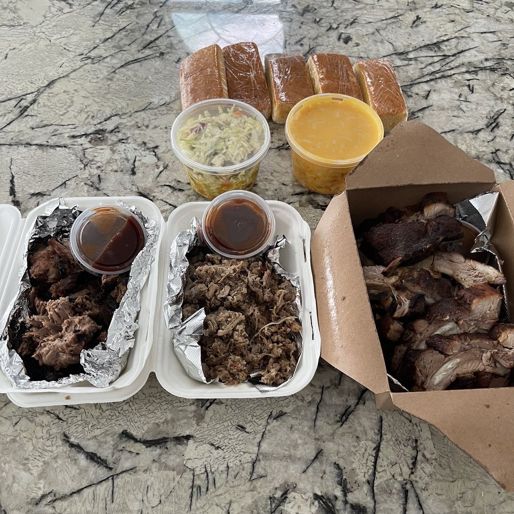 Brisket, Pulled Pork BBQ, Slab of ribs, Cole Slaw, Mac & Cheese and the best darn cornbread you will EVER have Brisket, Pulled Pork BBQ, Slab of ribs, Cole Slaw, Mac & Cheese and the best darn cornbread you will EVER have