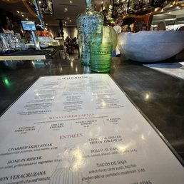 Menu and ambience at the bar