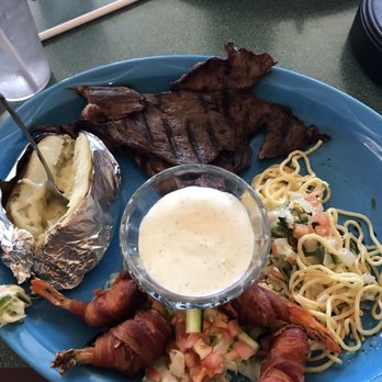 Cielito Lindo - My lunch with skirt steak and baked potato and spaghetti - Seafood Near Me - Albuquerque, New Mexico