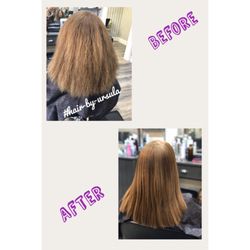 Off Main Hair And Day Spa - Before and after a Keritin feel how good your hair can feel .