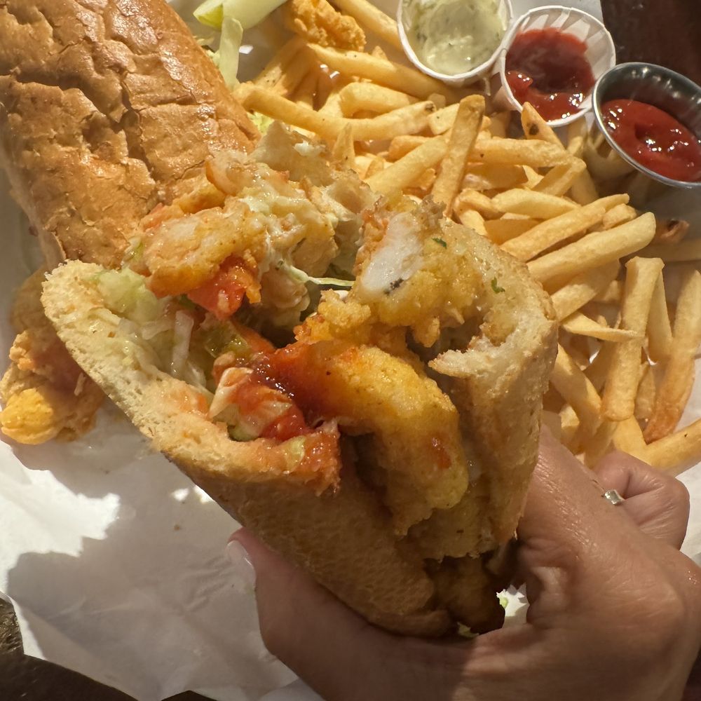 Pappadeaux Seafood Kitchen - Po'Boy shrimp sandwich lunch until 12 a  3pm $19.99 (2024) - Seafood Near Me - Conroe, Texas
