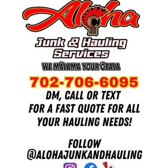 Aloha Junk & Hauling Services - Business card - Junk Removal & Hauling Near Me