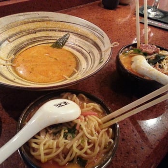 Kata Robata - I decided to split my spicy soy ramen. Just ask for small bowls. This way, you can also order Sushi! Mix soup before sharing. - Sushi Bars Near Me - Houston, Texas Kata Robata - I decided to split my spicy soy ramen. Just ask for small bowls. This way, you can also order Sushi! Mix soup before sharing. - Sushi Bars Near Me - Houston, Texas