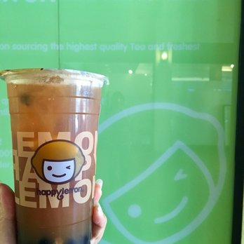 Happy Lemon - Freshly squeezed lemon black tea, 50% sweet with boba.  This is plenty sour which I love! - Juice Bars & Smoothies Near Me - Burlingame, California