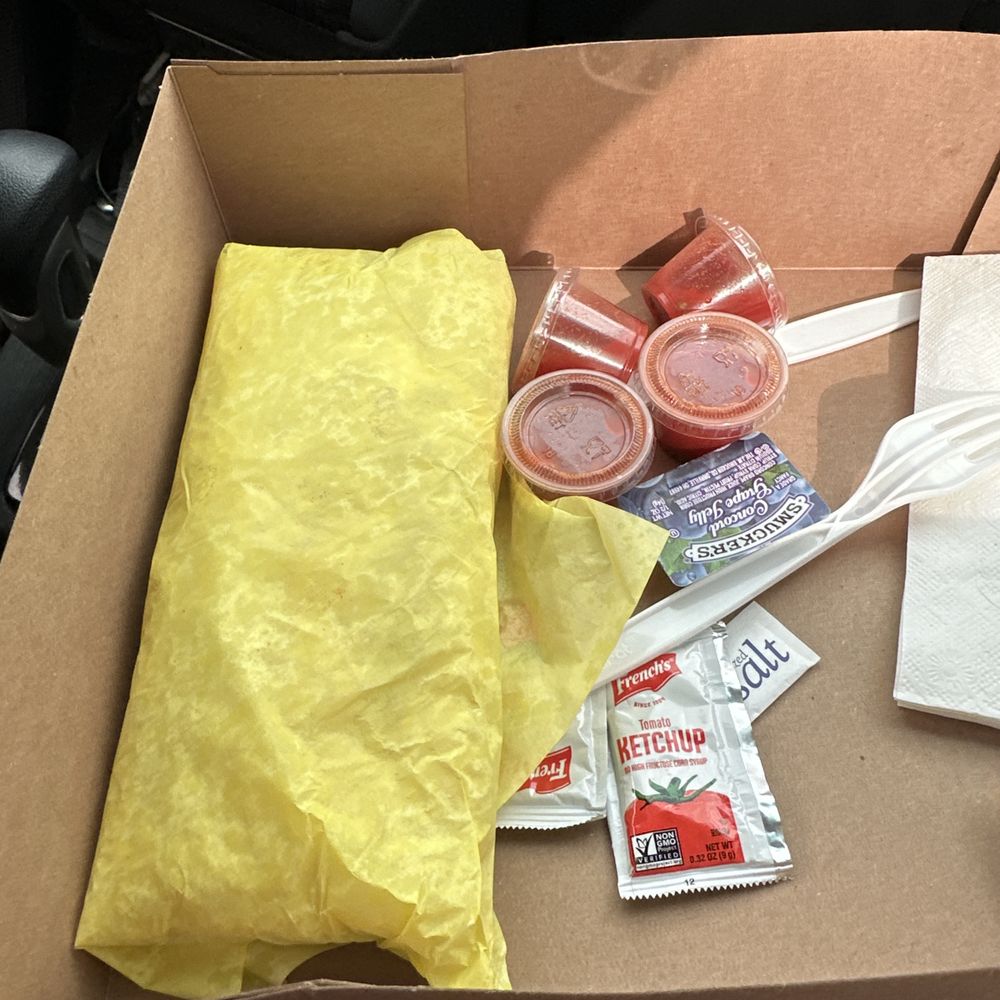 George's Drive-In - Yummy breakfast burrito with Fort Knox salsa - American Near Me - Riverside, California George's Drive-In - Yummy breakfast burrito with Fort Knox salsa - American Near Me - Riverside, California