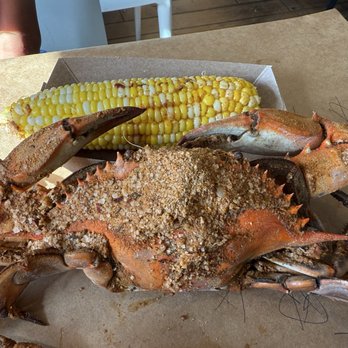 L P Steamers - For size reference. Lobster eats corn! - Seafood Near Me - Baltimore, Maryland