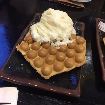 Cafe O'Dessert - Bubble wrap waffle with coconut shaved Ice - Desserts Near Me - Seattle, Washington Cafe O'Dessert - Bubble wrap waffle with coconut shaved Ice - Desserts Near Me - Seattle, Washington