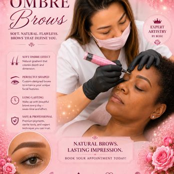 Rose Brows and Lashes - Ombre Brows - Eyebrow Services Near Me - Frederick, Maryland