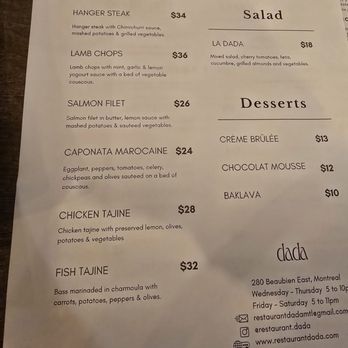 Restaurant Dada - Mains - Moroccan Near Me - Montreal, Quebec