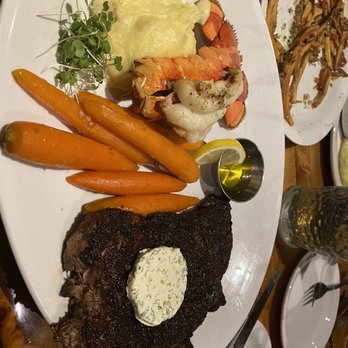 Fahrenheit 132 - USDA Prime Delmonico Ribeye with glazed carrots and Rosemary Mashed Potatoes!!! Don't forget to add the Maine Lobster tail. - Steakhouses Near Me - Fredericksburg, Virginia Fahrenheit 132 - USDA Prime Delmonico Ribeye with glazed carrots and Rosemary Mashed Potatoes!!! Don't forget to add the Maine Lobster tail. - Steakhouses Near Me - Fredericksburg, Virginia