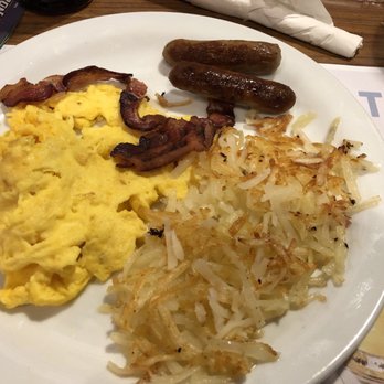 Denny's - All American Slam with burned bacon and sausage - American Near Me - Raleigh, North Carolina