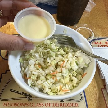 Catfish Hut - This was the coleslaw ... it was ok but different - Seafood Near Me - Deridder, Louisiana