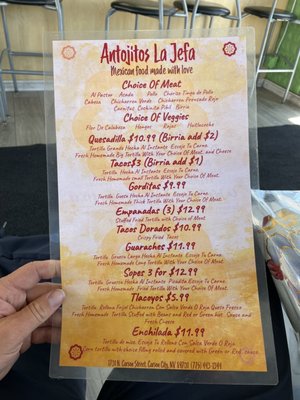Menu photo 4 Antojitos La Jefa Carson City, NV